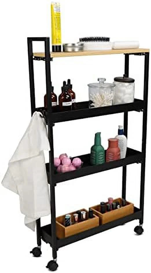 Slim 4 Tier Narrow Storage Cart With Wheels T49560