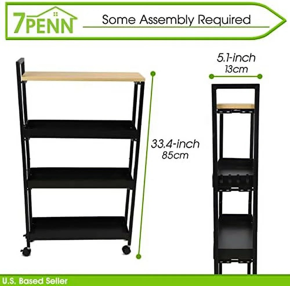 Slim 4 Tier Narrow Storage Cart With Wheels T49560