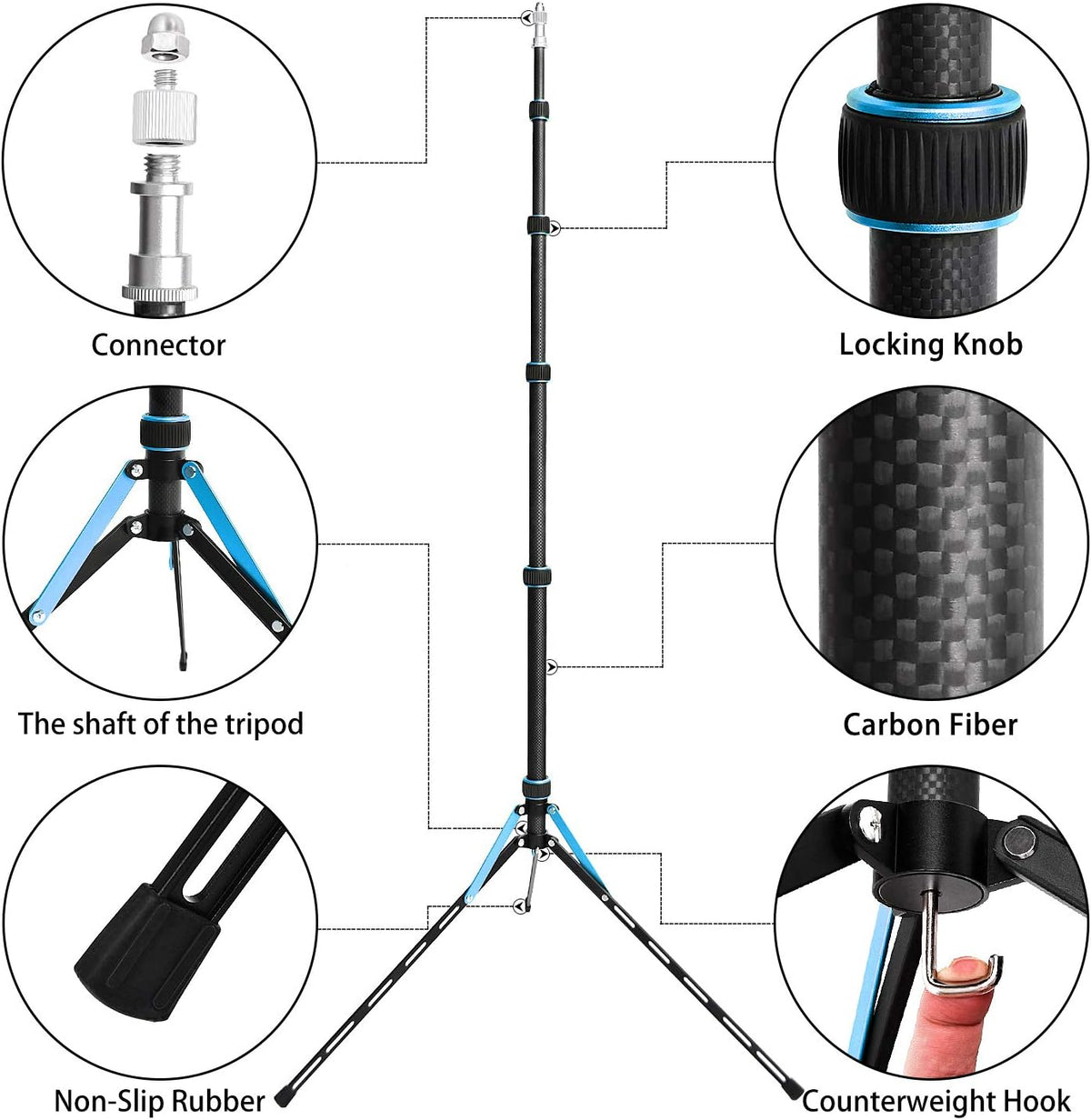 Carbon Fiber Lightweight Photography Tripod Light Stand K7452