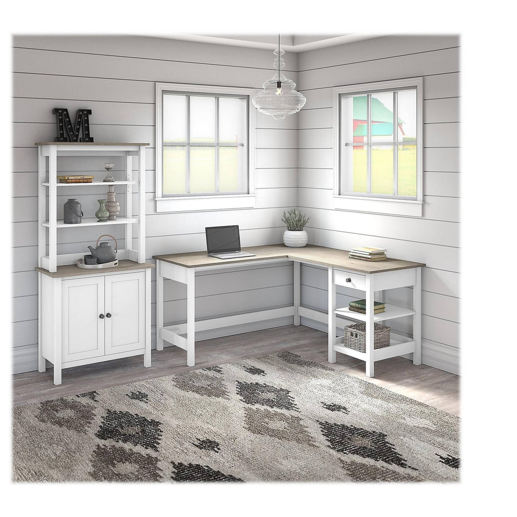 L Shaped Computer Desk with 5 Shelf Bookcase U67791