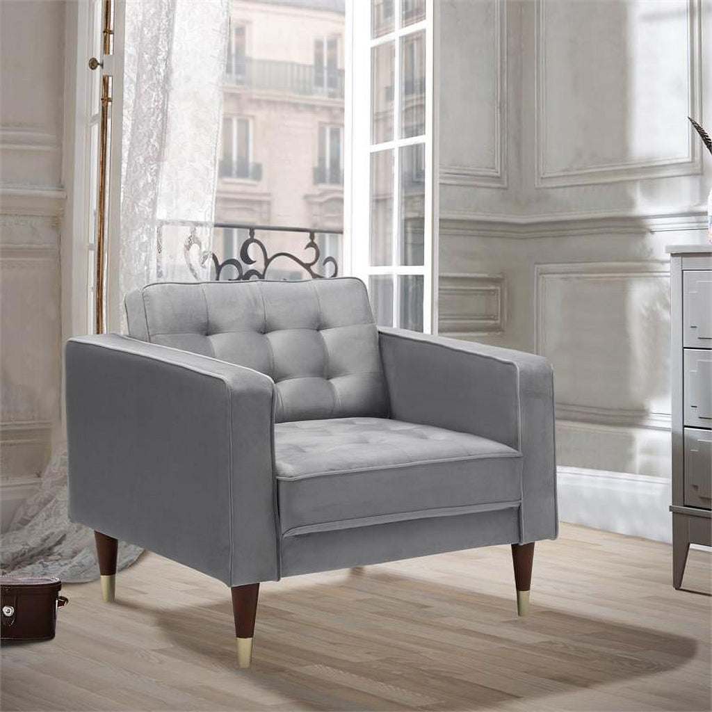 Gray Velvet Upholstered Tufted Club Chair K88963