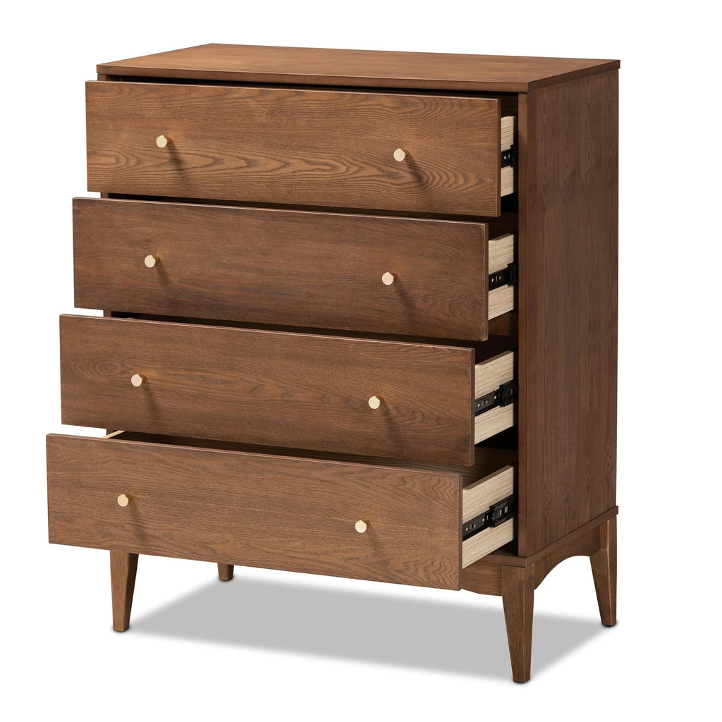Ash Walnut Finished Wood 4-Drawer Chest K5411