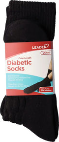 Black Large Non-Binding Moisture-Wicking Diabetic Socks 3 Pair K883