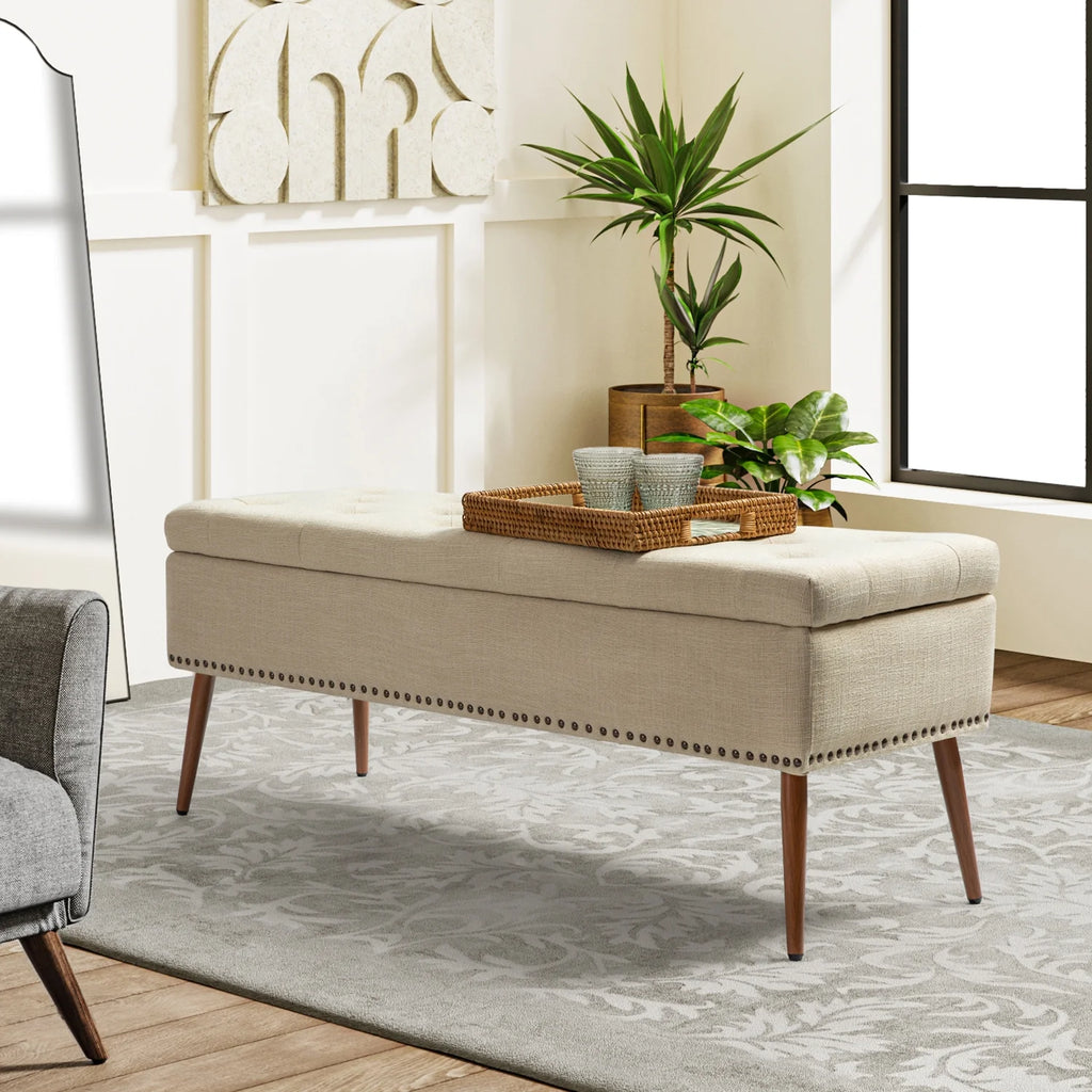 47" Upholstered Storage Bench Ottoman B835