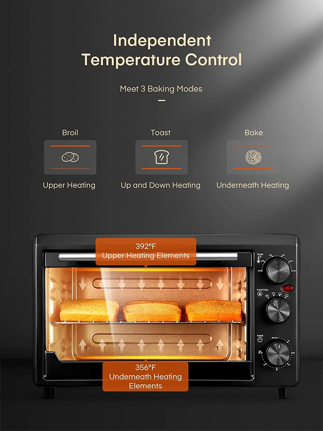 6-Slice Stainless Steel Toaster Oven with Timer, 1500 Watt D2676