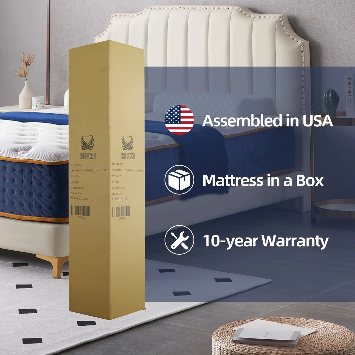 12 Inch Medium-Firm Hybrid Mattress with Cooling Gel Memory Foam F648727