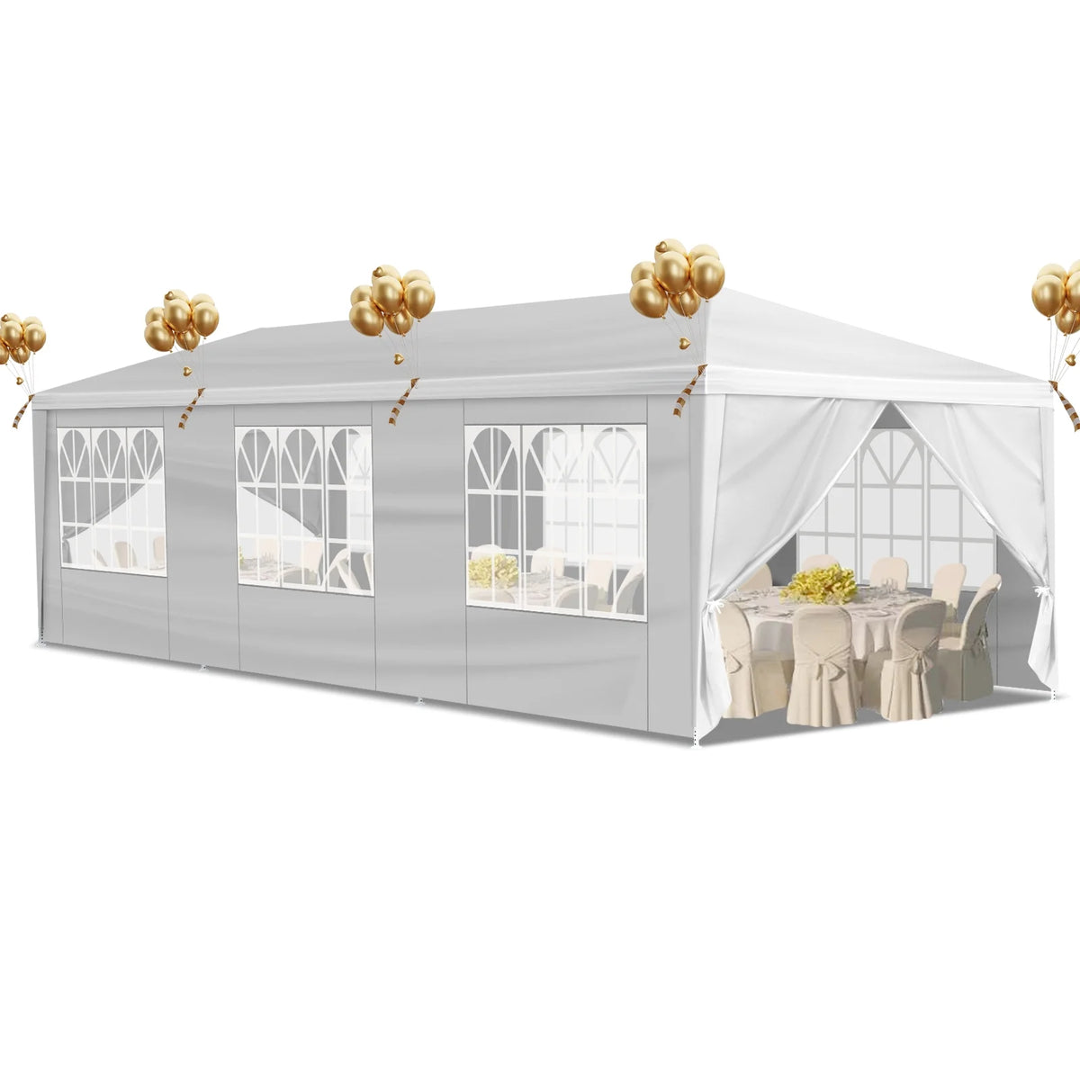 10'x30' Canopy Tent with Removable 5 Sidewall White S5714