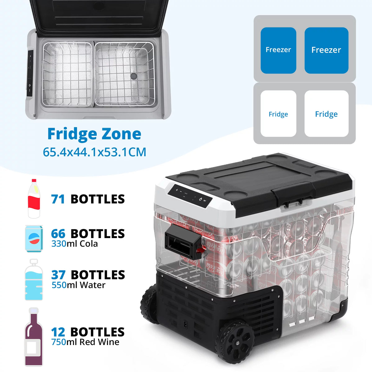 12V 53 Quarts Portable Car Refrigerator U623385