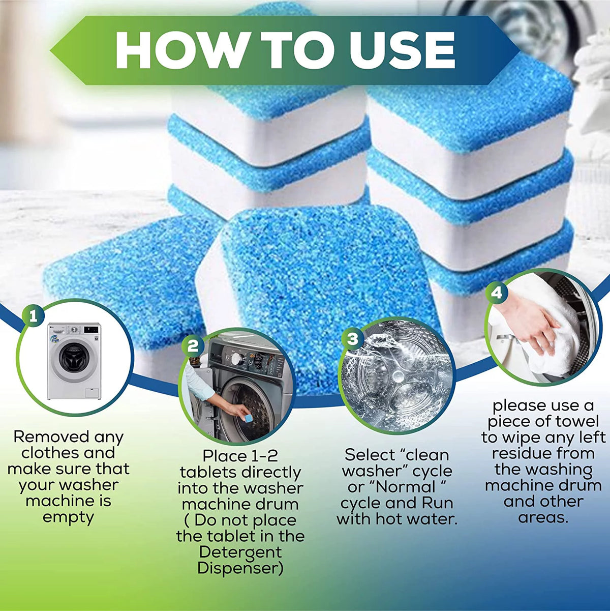 15 Solid Washing Machine Cleaner Tablets I3586