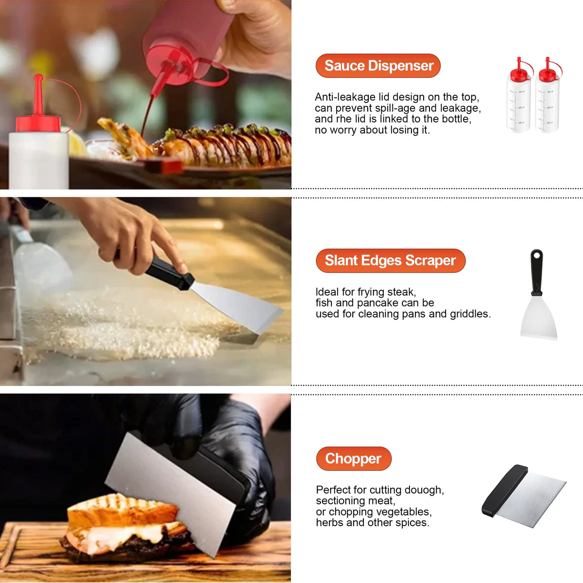 13 Pcs Stainless Steel Griddle Accessories Z723