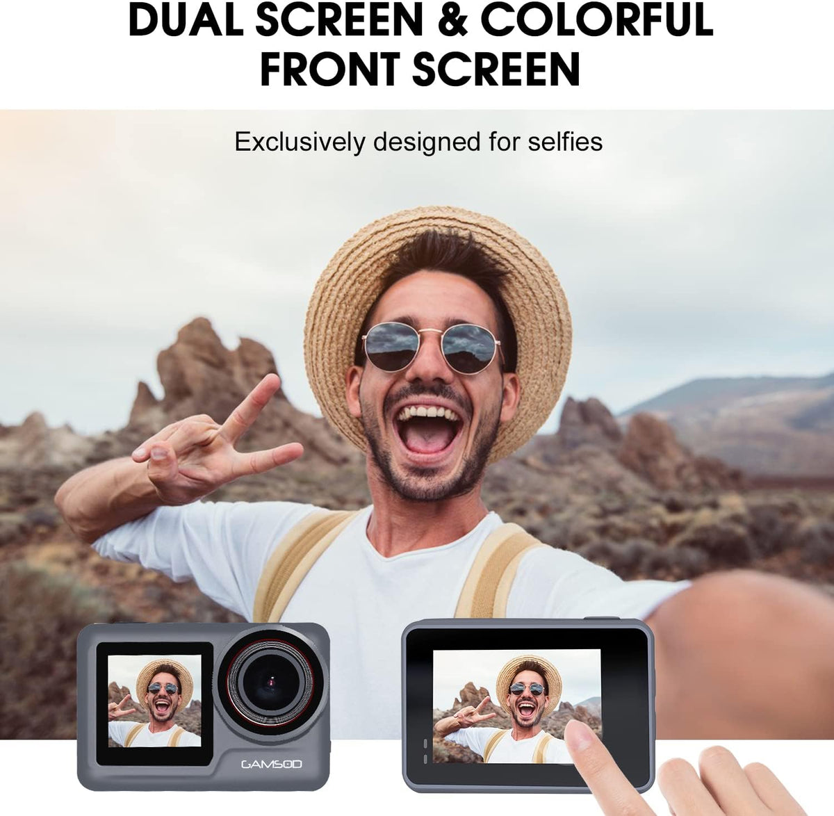 Grey Waterproof Action Camera with Stabilization W456