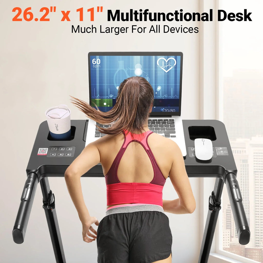 Folding Treadmill with Desk and Incline O81773