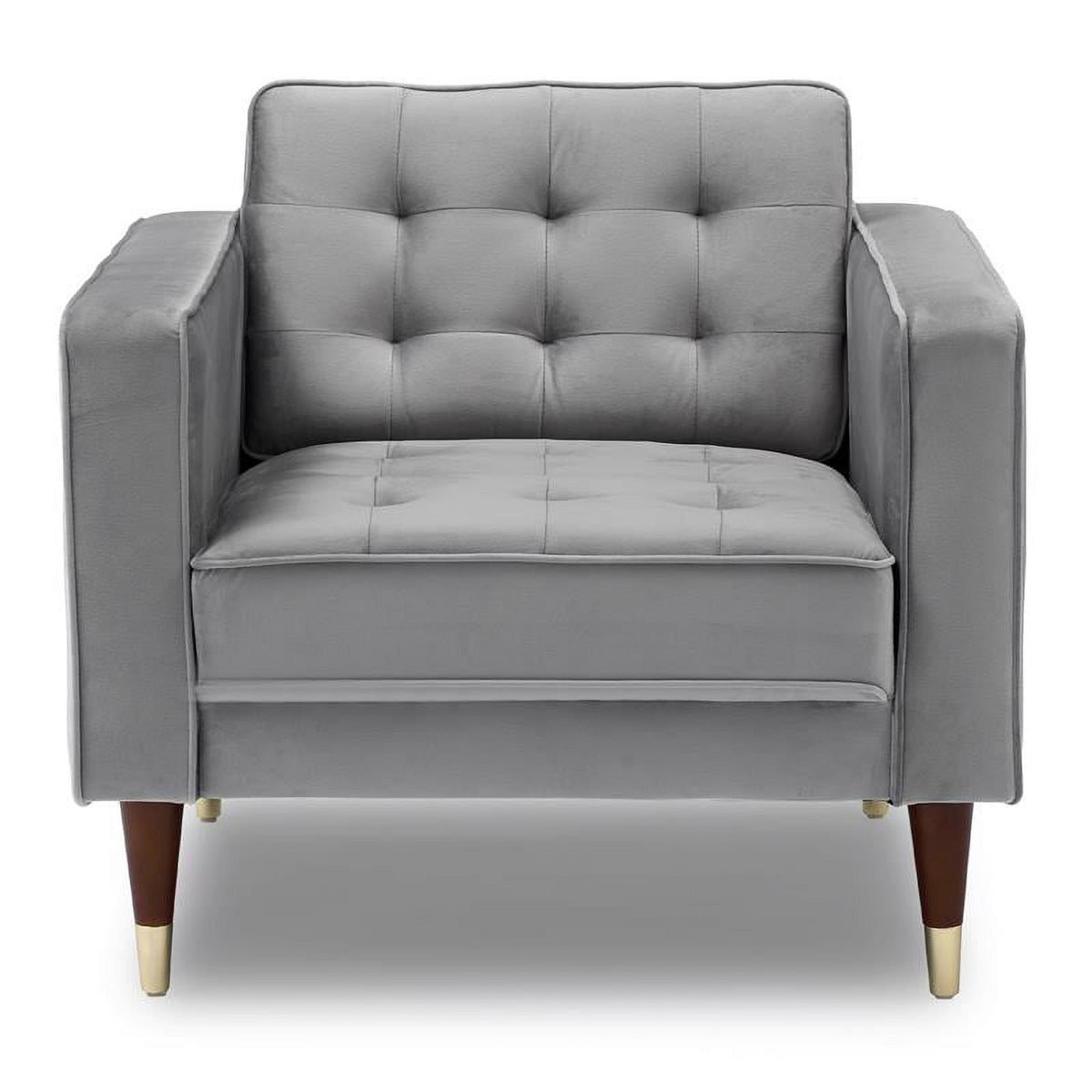 Gray Velvet Upholstered Tufted Club Chair K88963