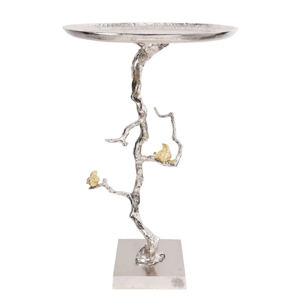 28" White and Gold Round Side Table M490954