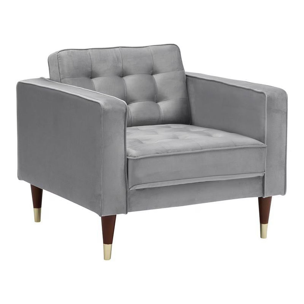 Gray Velvet Upholstered Tufted Club Chair K88963