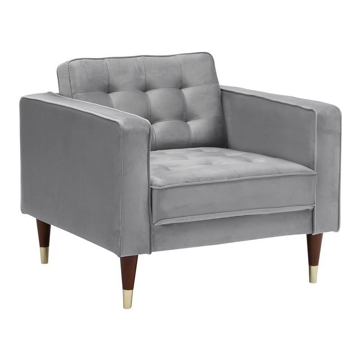 Gray Velvet Upholstered Tufted Club Chair K88963
