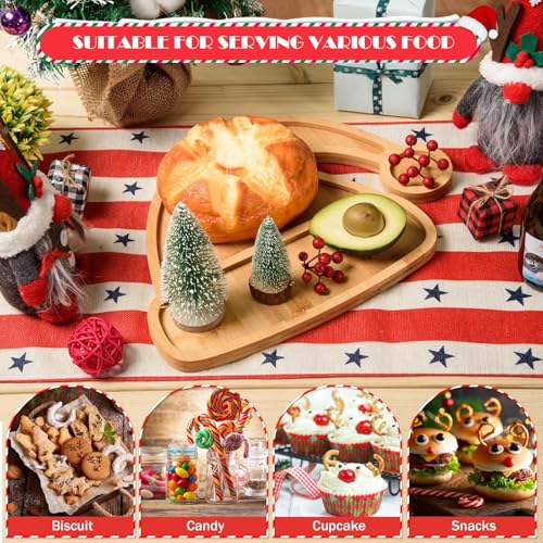 Wooden Christmas Tree Shaped Appetizer Serving Tray 15x11x0.59 Inch I77854