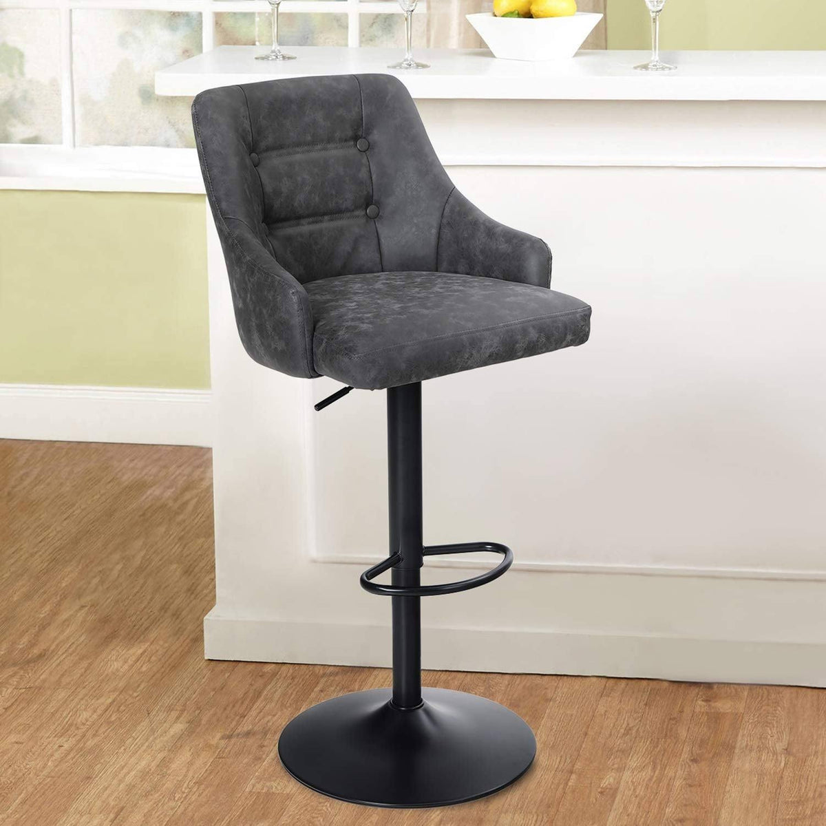 Brown Faux Leather Swivel Bar Stool N575312