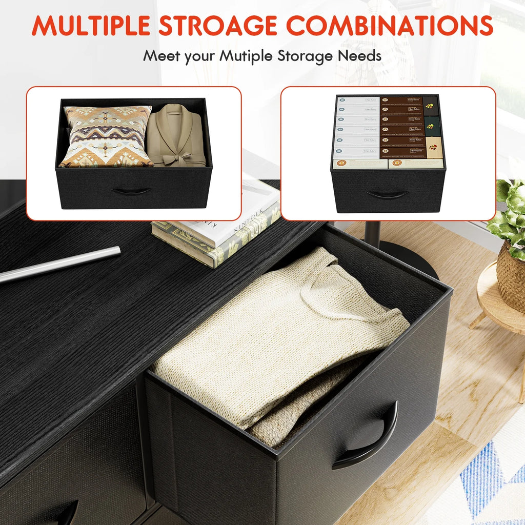 Black 5 Drawer Fabric Dresser J197