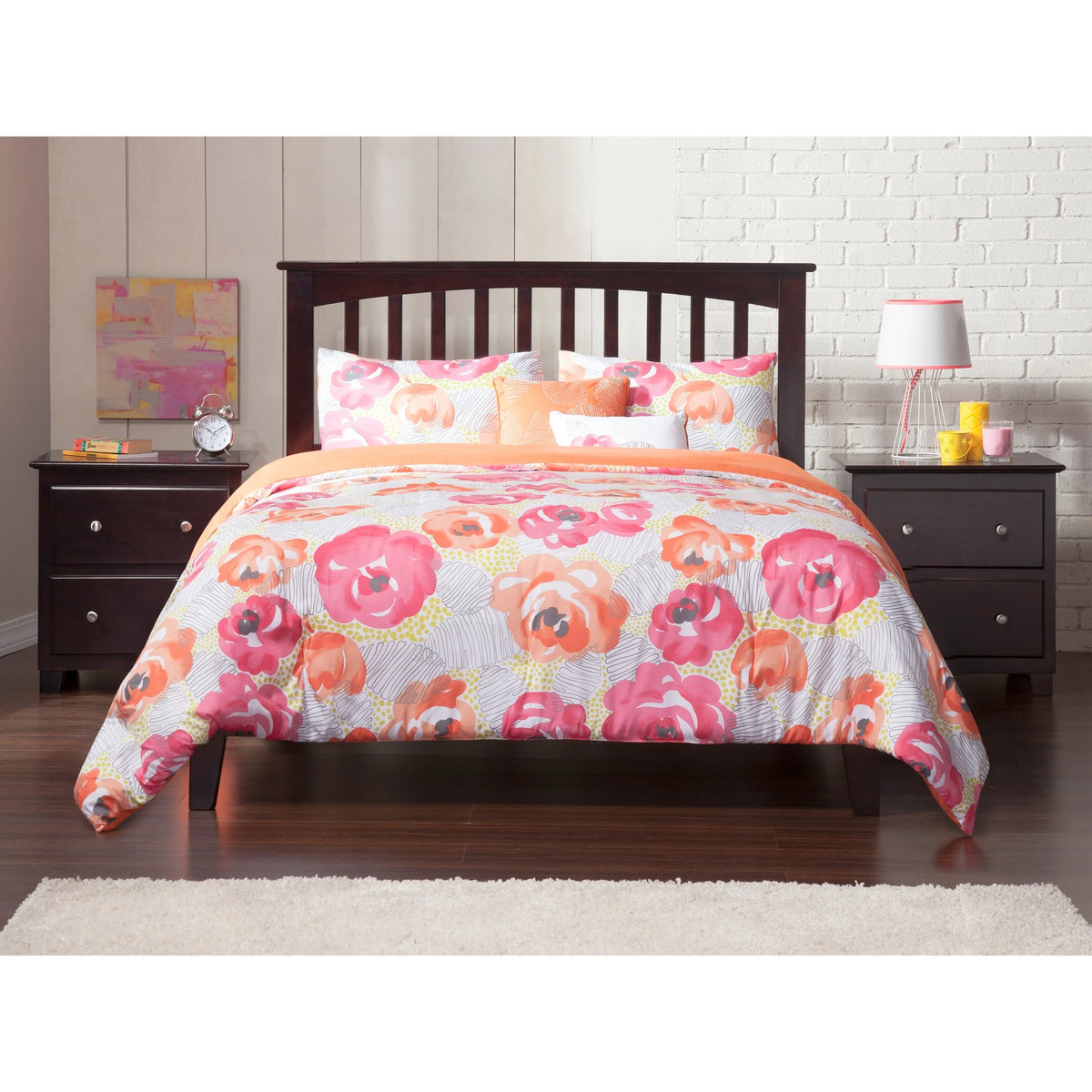 King Platform Bed with Open Foot Board in Espresso I4580