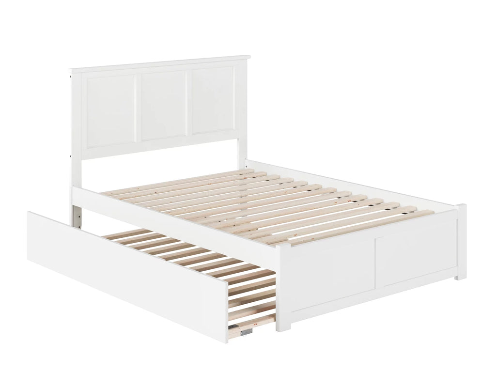 White Full Solid Wood Platform Bed with Trundle R229